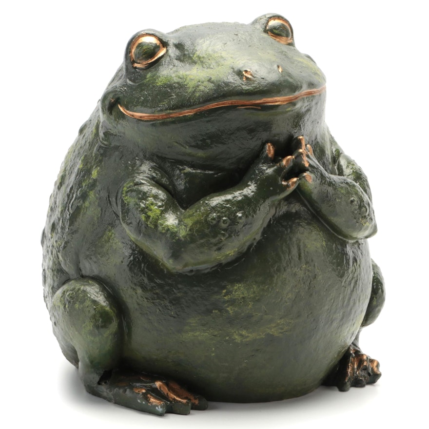 Hand-Painted Composite Toad Sculpture