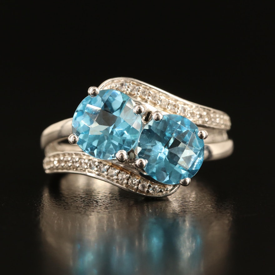 Sterling Swiss Blue Topaz and White Sapphire Ring
