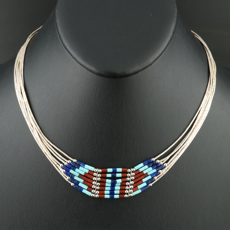 Southwestern Relios Sterling Gemstone and Liquid Silver Necklace