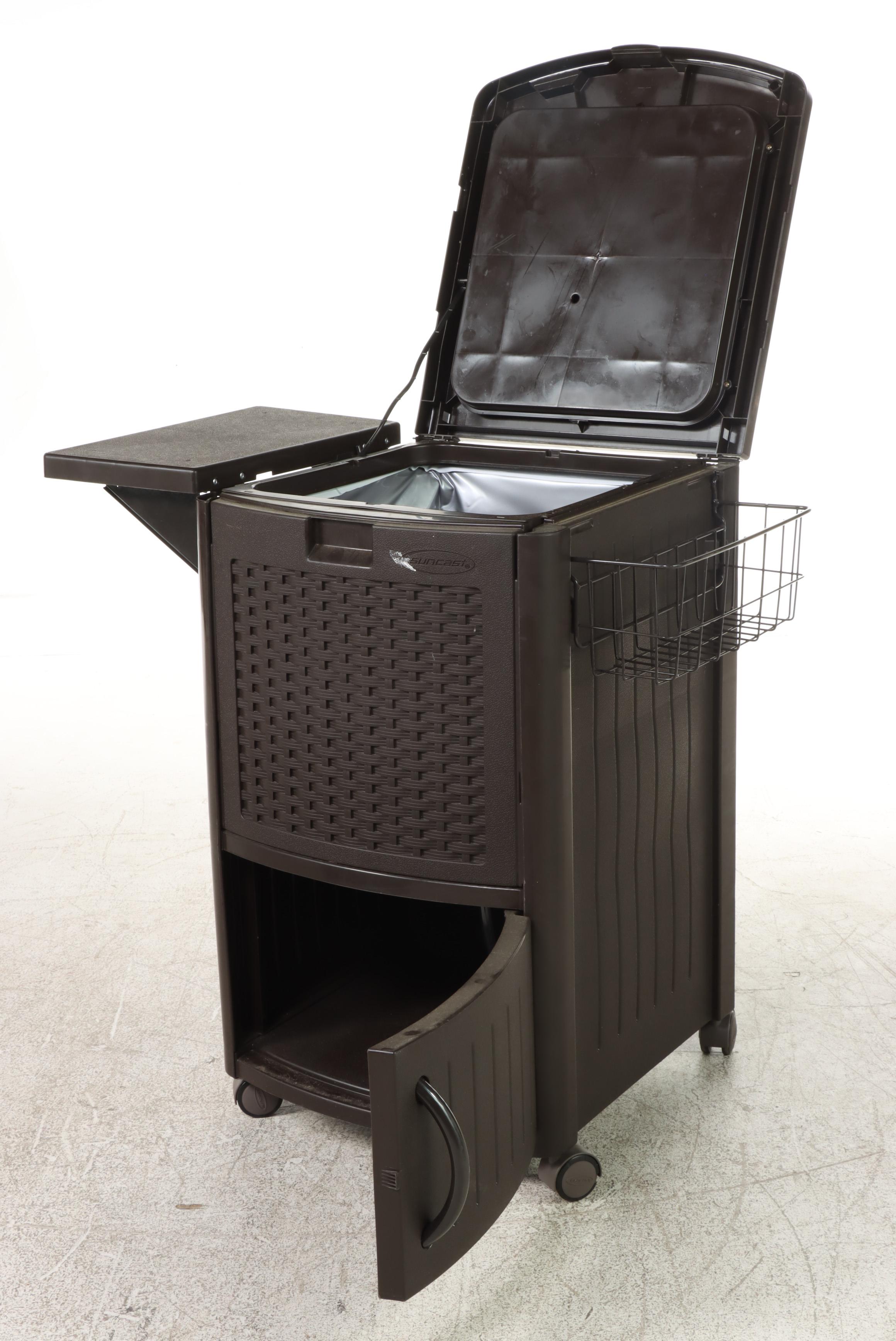 Two Suncast Resin Wicker Patio Storage Seats Plus Deck Cooler EBTH