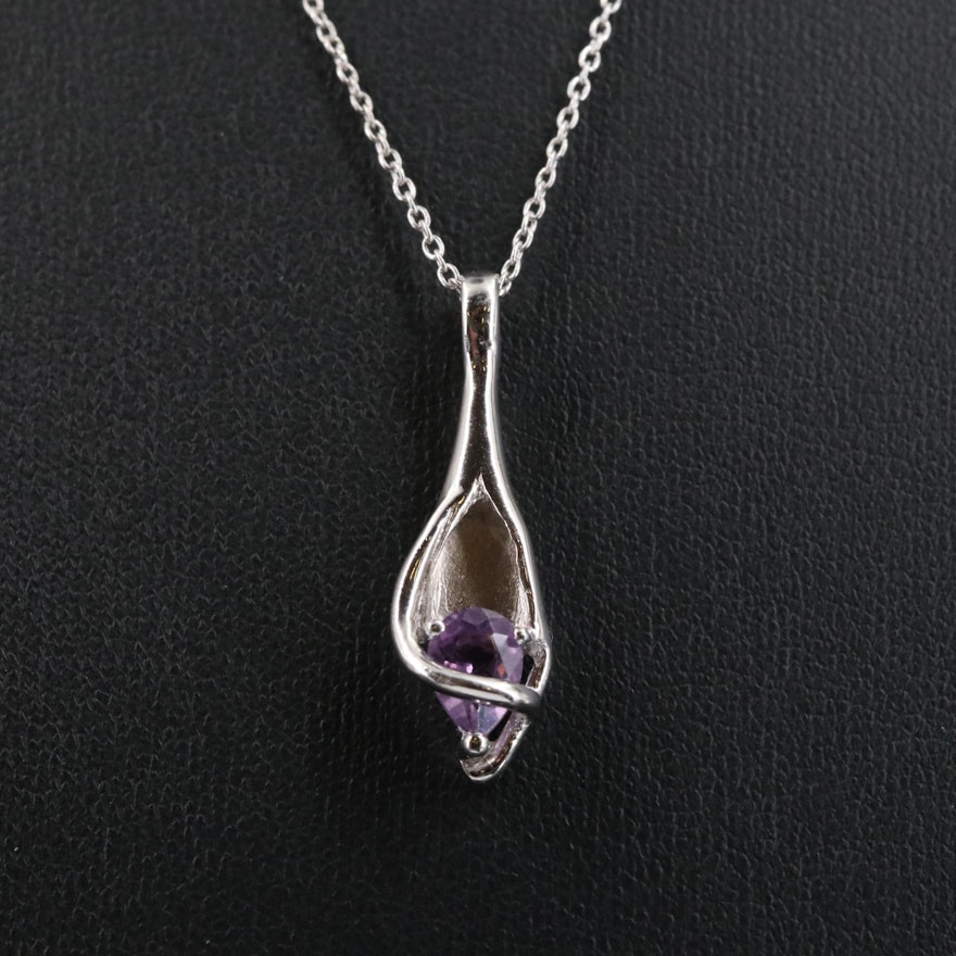 Sterling Amethyst Pendant Necklace
