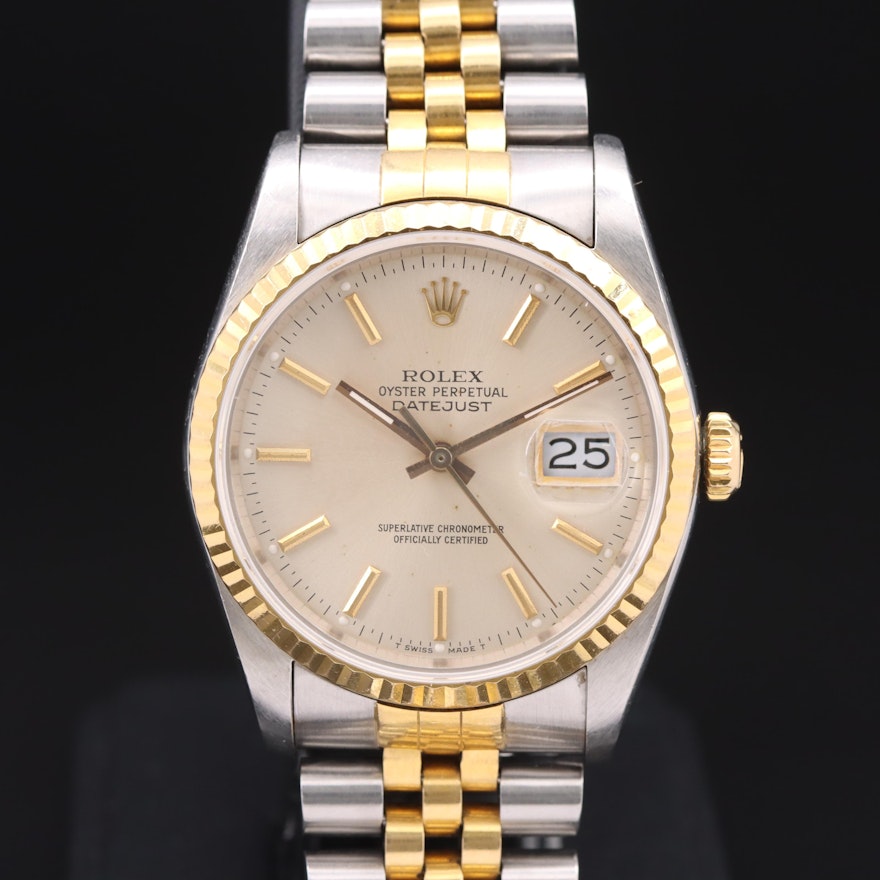 1988 Rolex Oyster Perpetual Datejust 18K and Stainless Steel Wristwatch