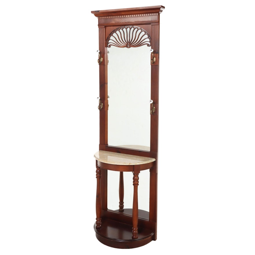 Pulaski Furniture Colonial Style Cherrywood-Stained and Faux-Marble Hall Stand
