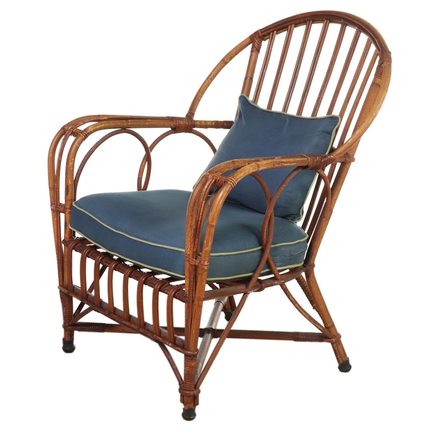 Rattan Patio Armchair, Mid to Late 20th Century