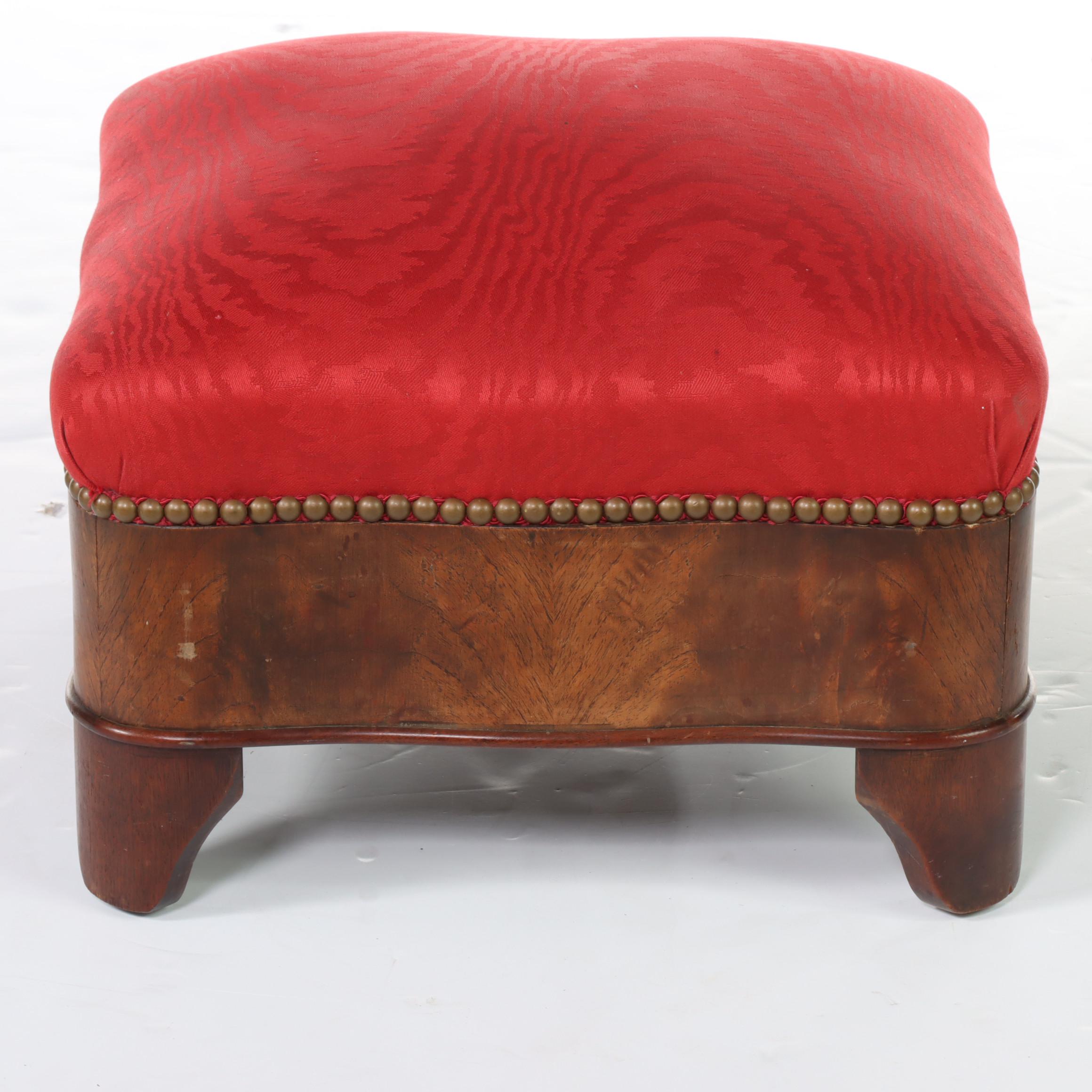 Century Furniture Empire Revival Flame Mahogany Footstool, Early 20th