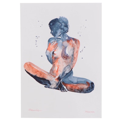 Olga Dolzhikova Watercolor Painting of Nude, 2022