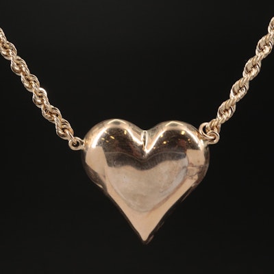 10K Puffed Heart Pendant Necklace