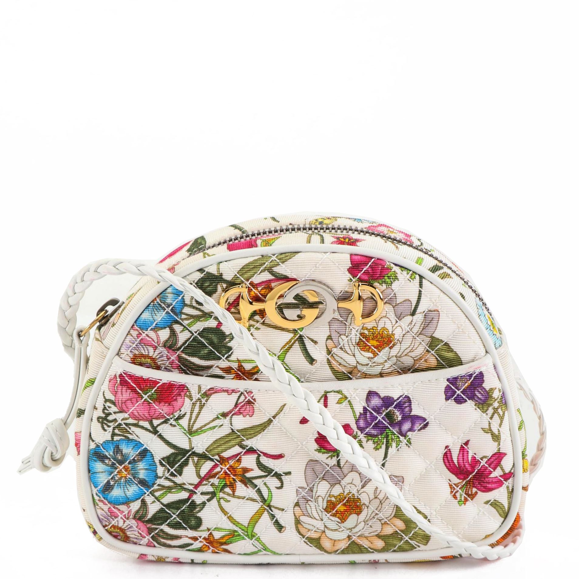 Gucci Mini Zumi Crossbody Bag in White Flora Trapuntata EBTH
