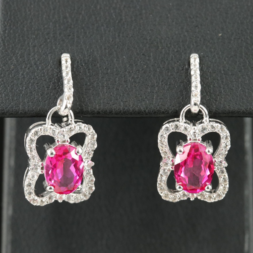 Sterling Ruby and Sapphire Earrings