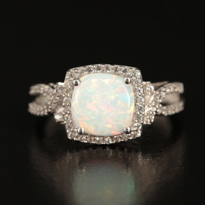Sterling Opal and White Sapphire Ring