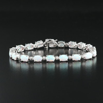 Sterling Opal and Cubic Zirconia Bracelet