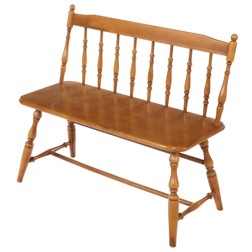 American Colonial Style Maple Spindle-Back Windsor Bench