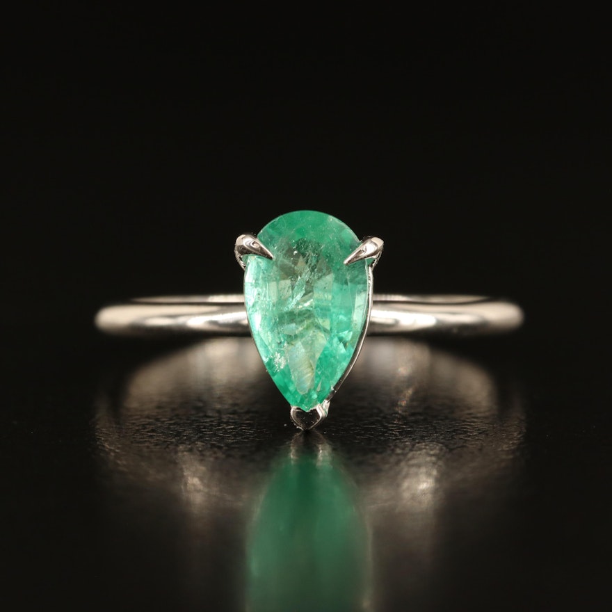 14K 1.05 CT Emerald Solitaire Ring