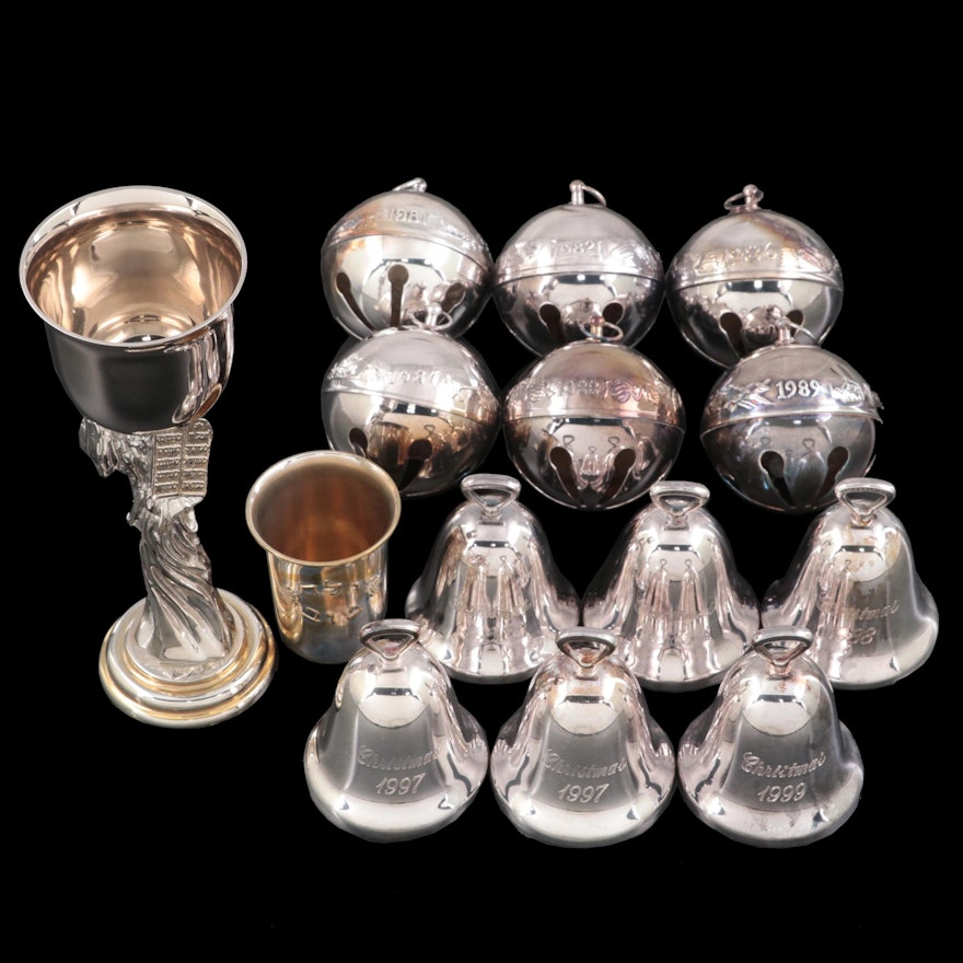 Moses Stemmed Kiddush Cup with Christmas Bell Collection