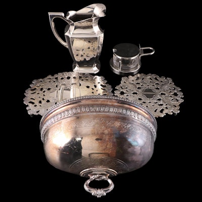 Adams Meat Dome Shaped Wall Sconce with Other Silver Plate Tableware