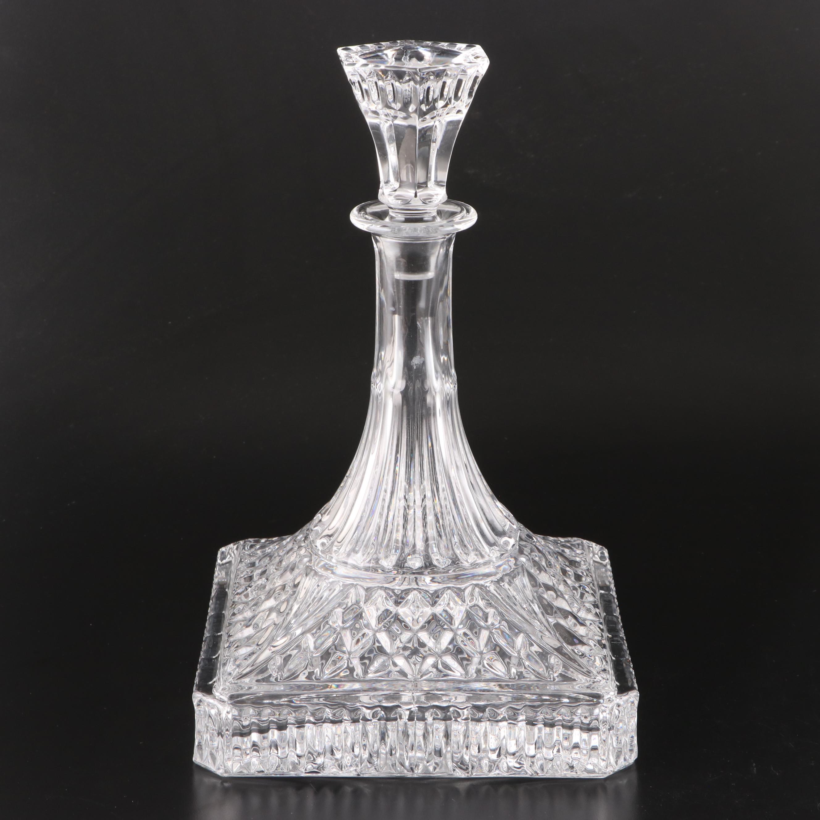 Crystal Ship's Decanter with Silver Plate Wine Cooler and Bottle Opener EBTH