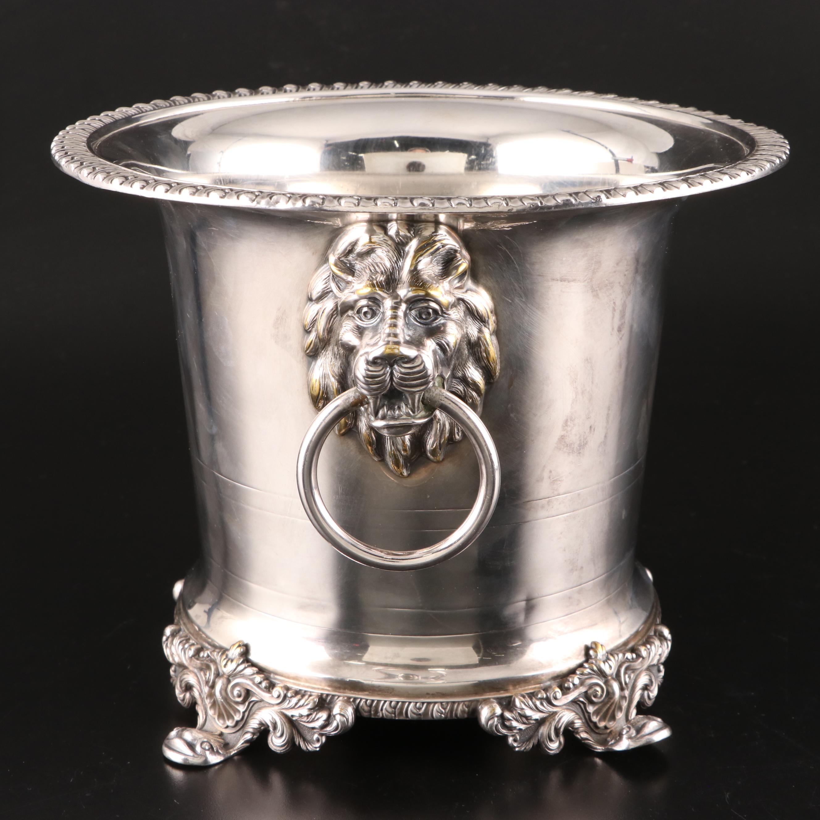 Crystal Ship's Decanter with Silver Plate Wine Cooler and Bottle Opener EBTH