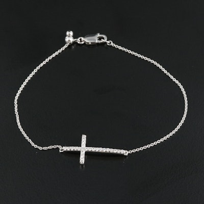 Sterling Sapphire Cross Bracelet