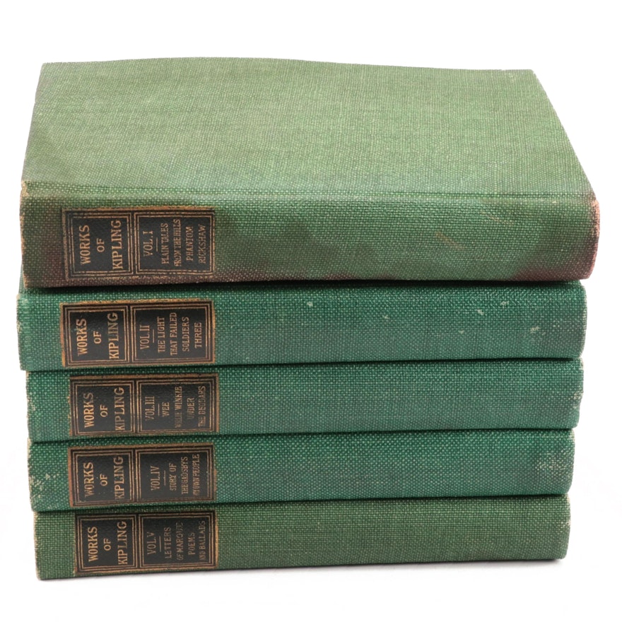 Limited Edition De Luxe "Works of Rudyard Kipling" Five-Volume Set, 1909