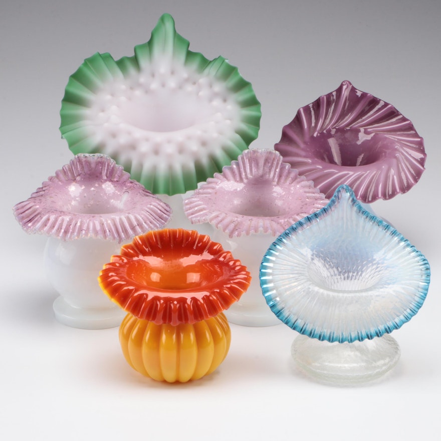 Hand-Blown Glass Jack-In-The Pulpit and Ruffled Edge Vases