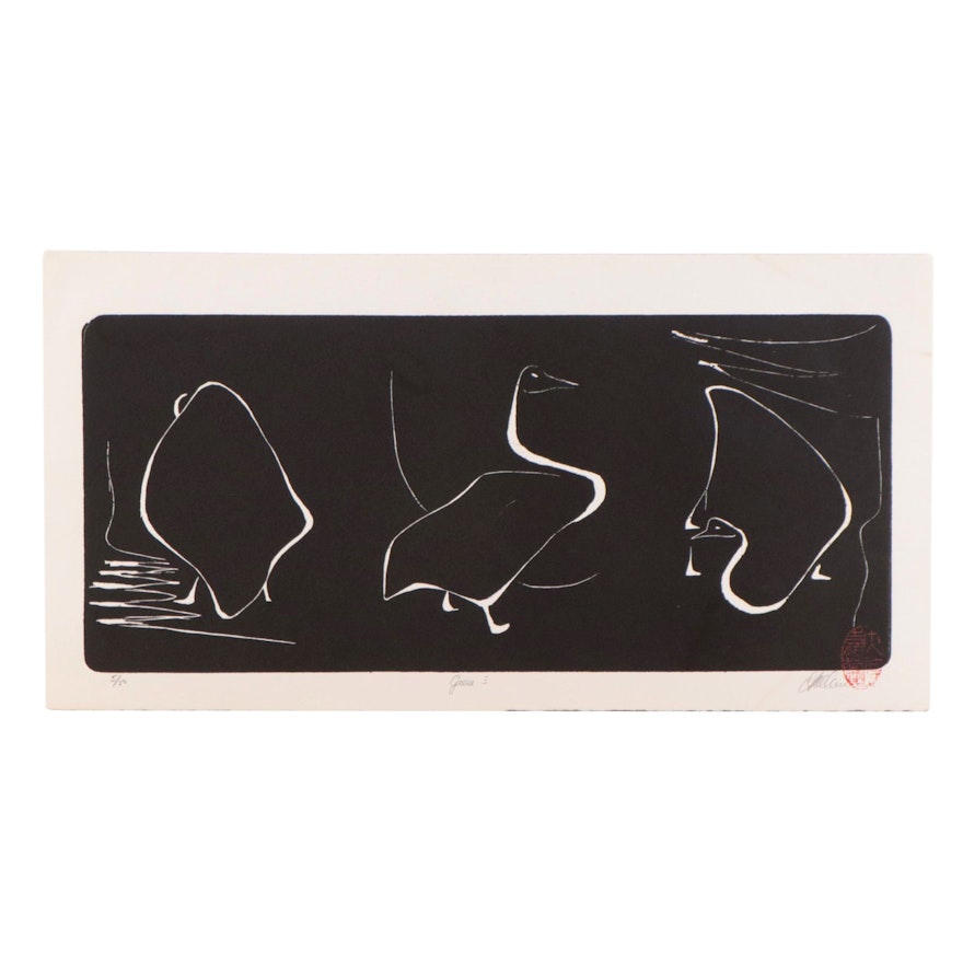 A. David Crown Relief Print "Geese I"