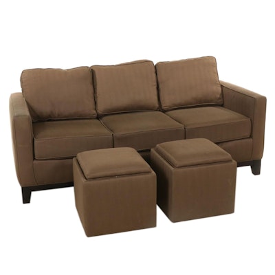 Norwalk Furniture Upholstered Sofa with Ottomans