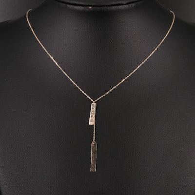 14K "Hope" and "Believe" Bar Lariat Necklace