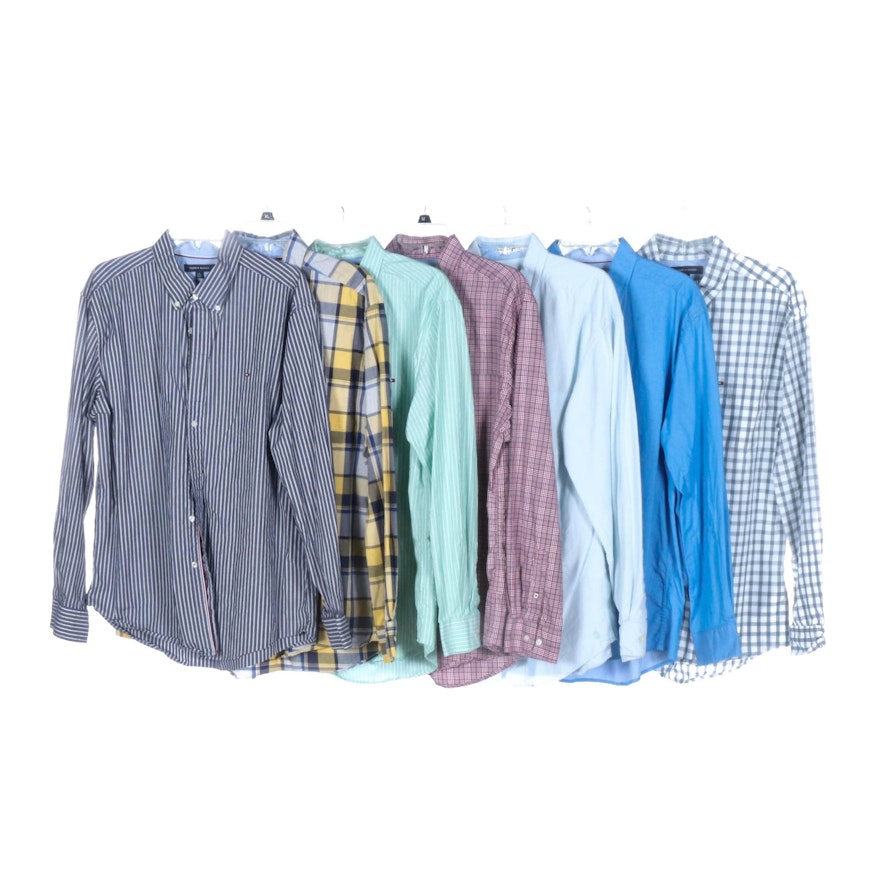 Men's Tommy Hilfiger and Nautica Button-Up and Button-Down Shirts in Cotton