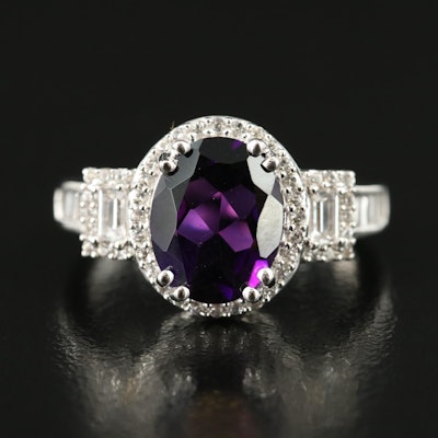 Sterling Amethyst and Sapphire Ring