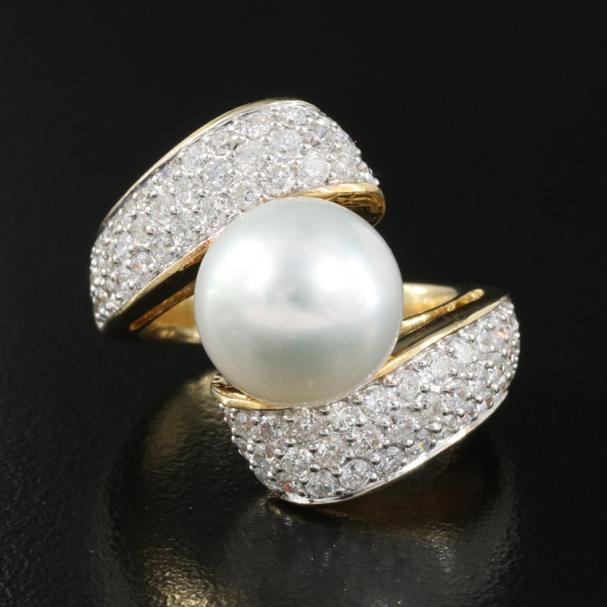 18K 11.60 mm Pearl and 1.90 CTW Diamond Ring