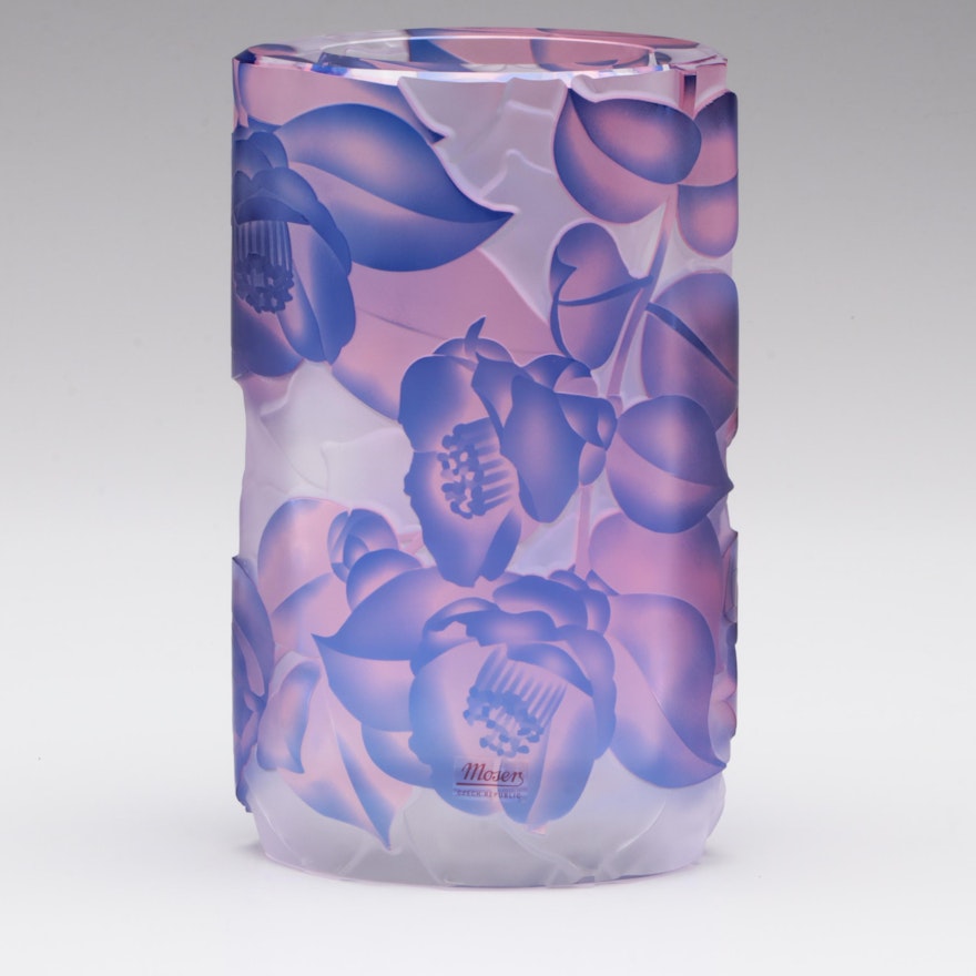 Moser Intaglio Glass Ovoid Vase