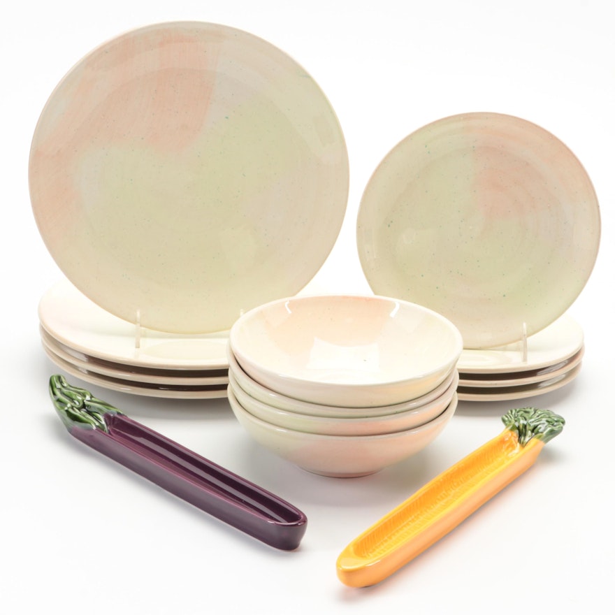 Pfaltzgraff "Blush Colors" Ceramic Dinnerware with Olfaire Vegetable Dishes