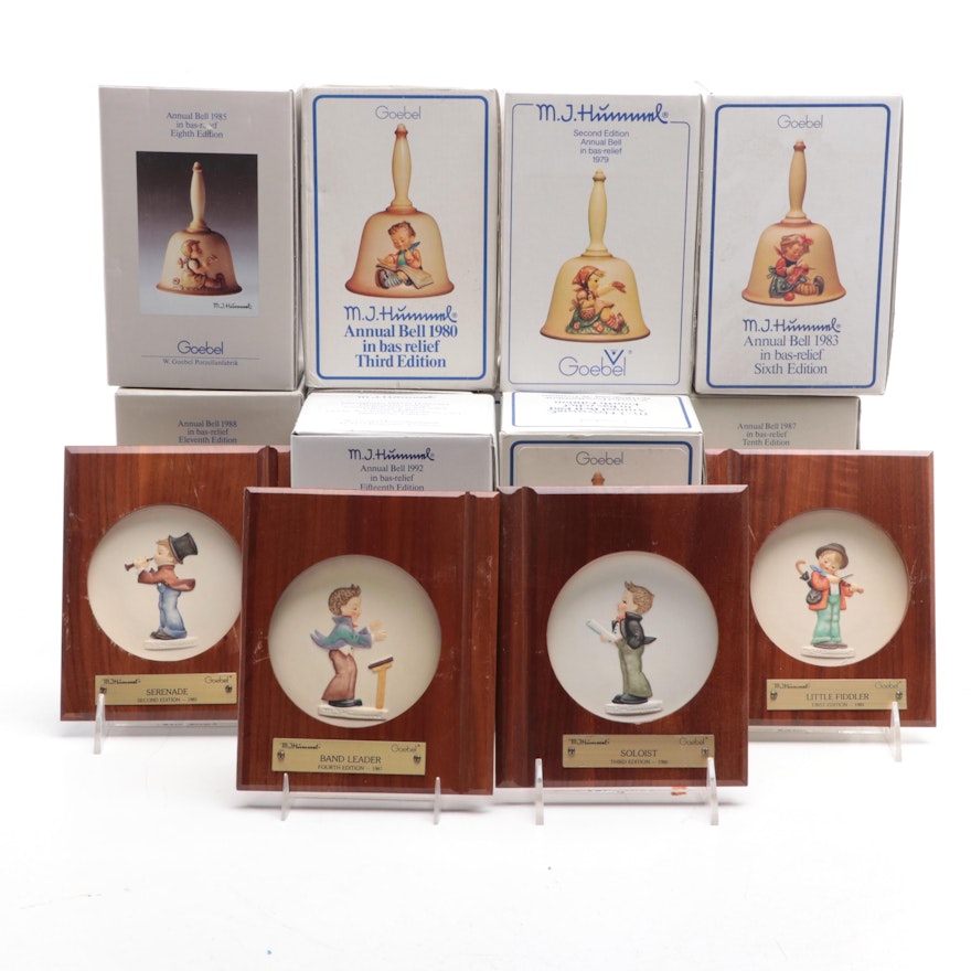 Goebel Porcelain Annual Bells and Wooden Wall Plaques