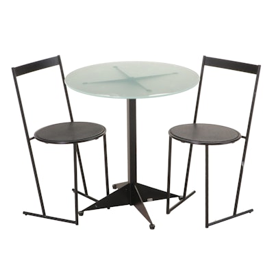 Three-Piece Steel and Glass Top Bistro Set, Incl. Emilio Nanni for Fly Line