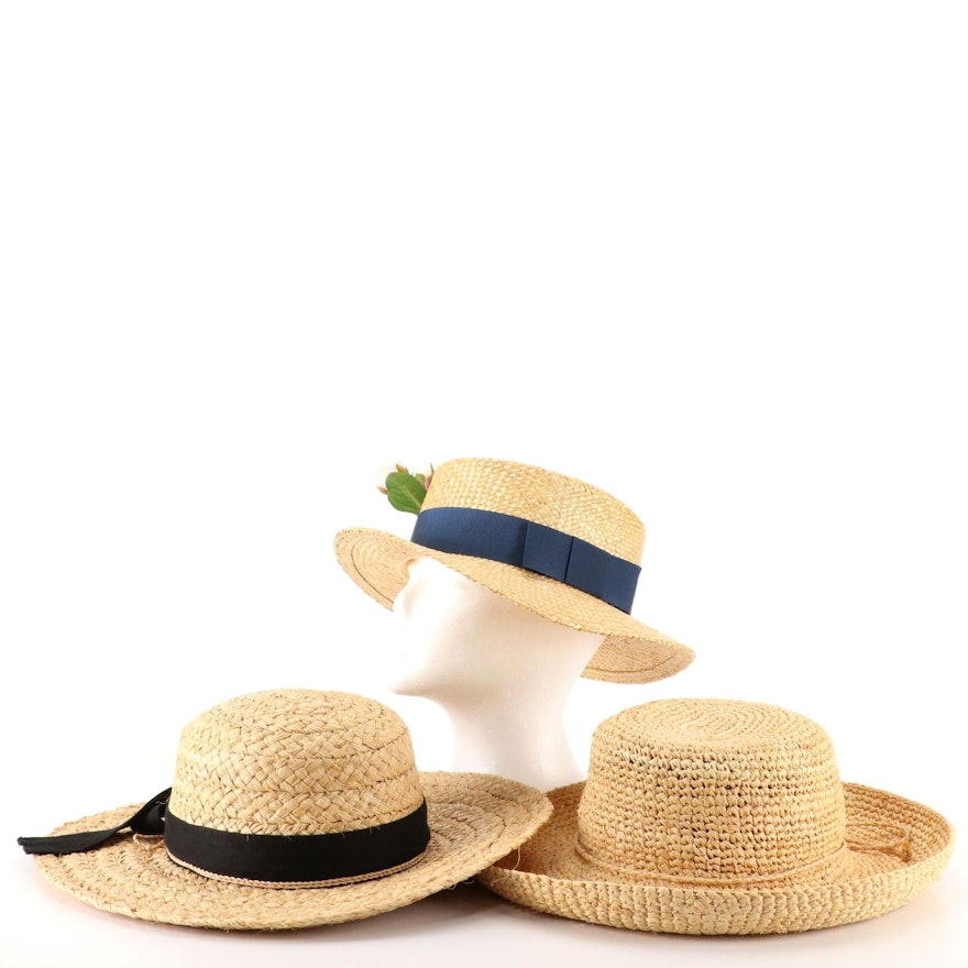 Betmar Wide Brim Straw Hat with Bow, Scala Straw Sun Hat, and Other Boater Hat