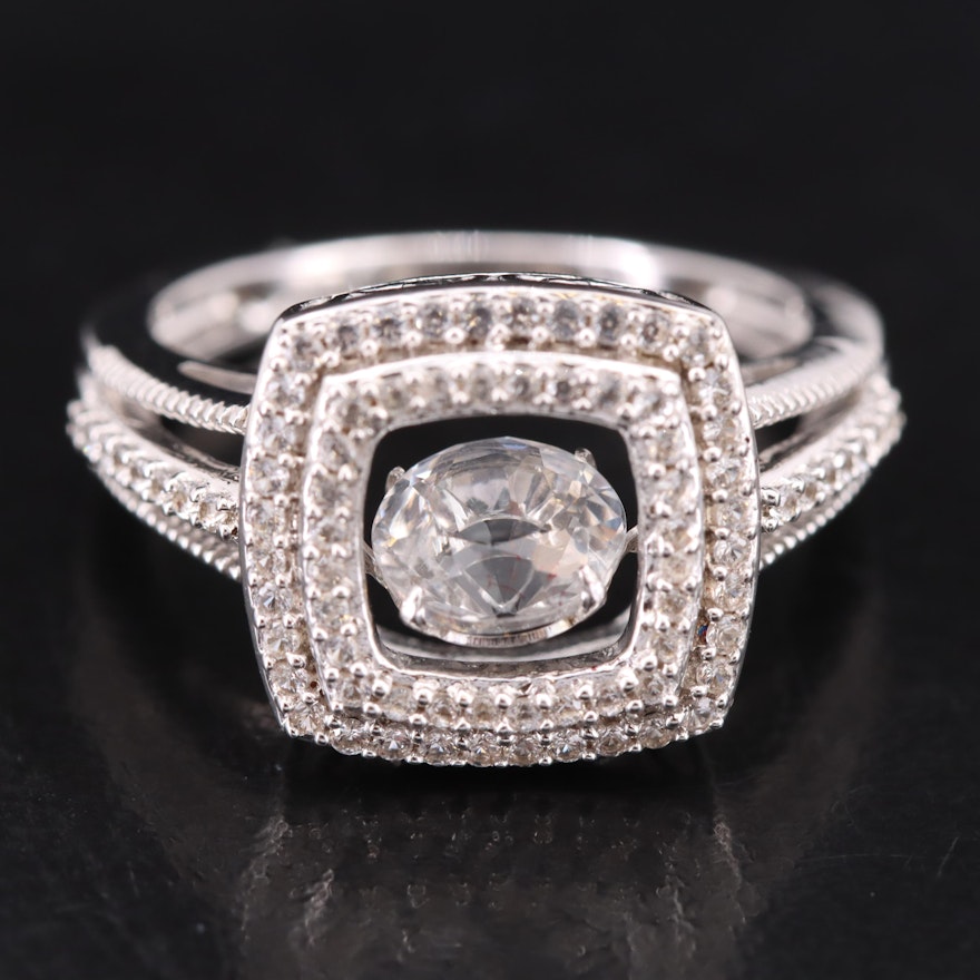 Sterling White Topaz and White Sapphire Shimmer Ring