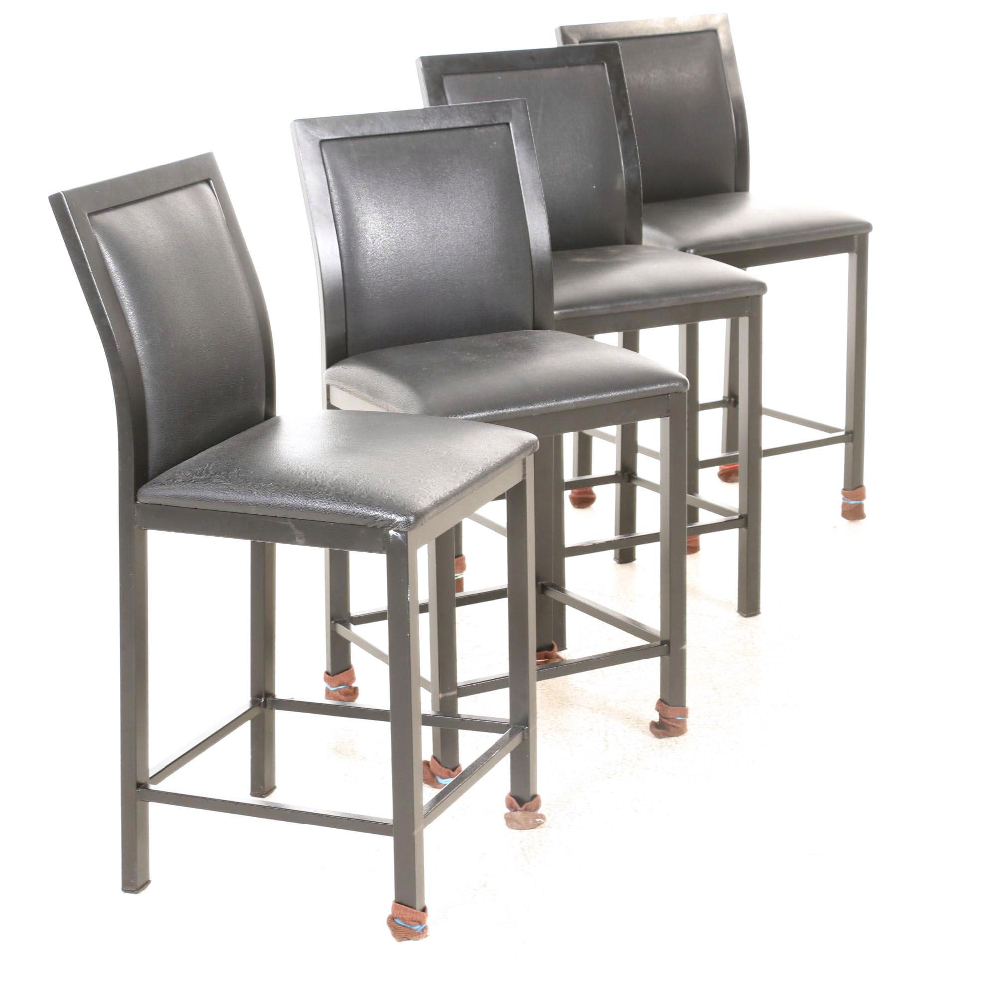 Four Grand Rapids Chair Co. Metal and Faux Leather CounterHeight