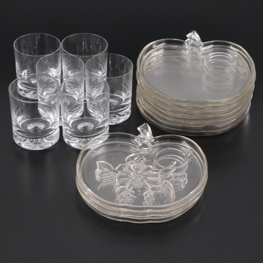 Anchor Hocking "Sedona" Glass Old Fashioned Tumblers with Other Snack Plates