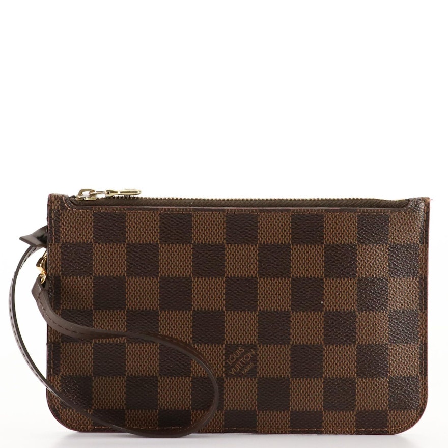 Louis Vuitton Neverfull PM Pochette in Damier Ebene Canvas with Strap