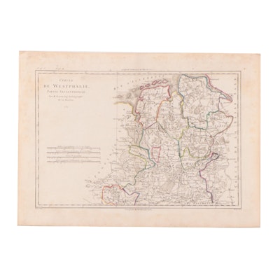 Rigobert Bonne Hand-Colored Map "Cercle de Westphalie. Partie Septentrionale."
