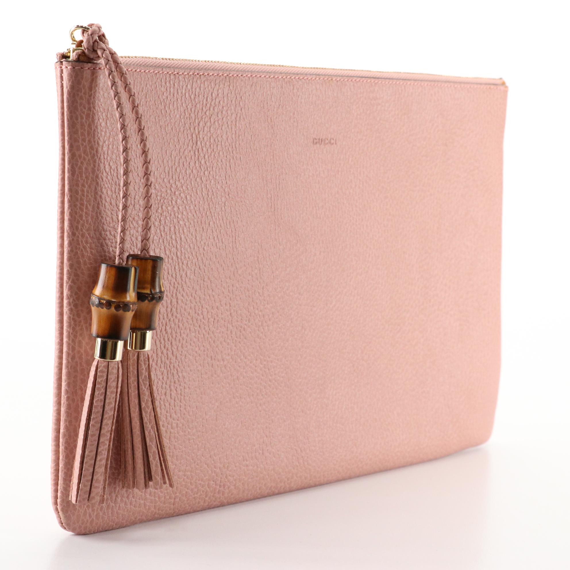 Gucci Large Bamboo Tassel Zip Clutch in FullGrained Leather EBTH