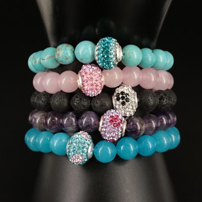 Rose Quartz, Amethyst and Magnesite Featured in Bracelet Collection