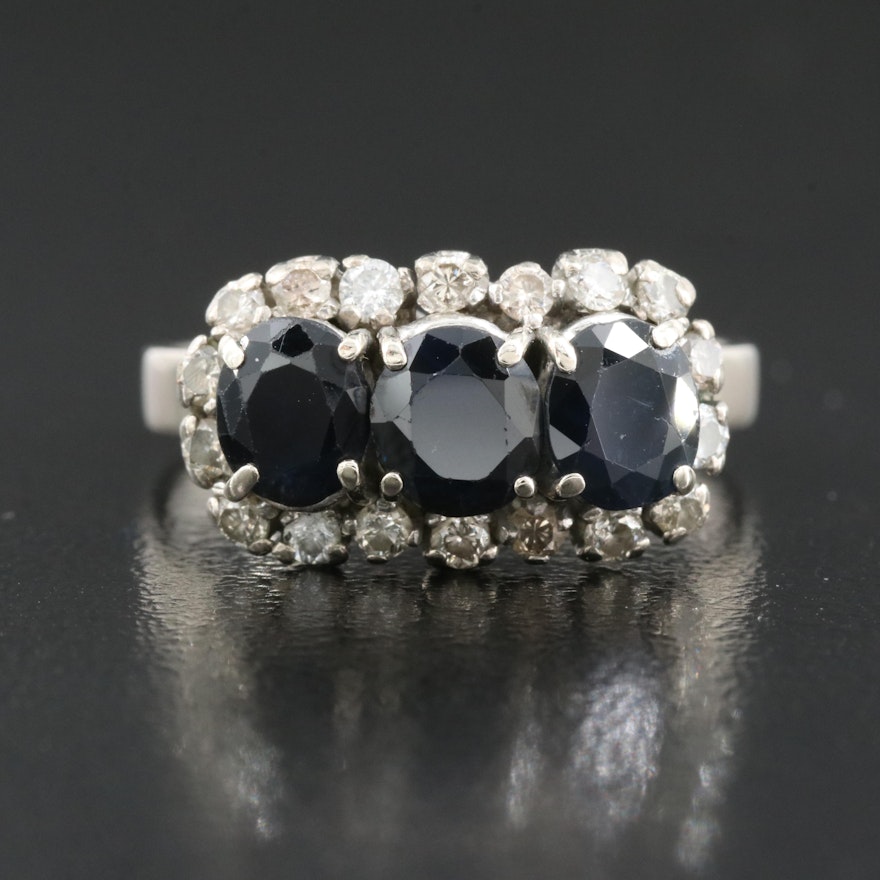 Vintage 10K Sapphire and Diamond Ring with 14K Settings