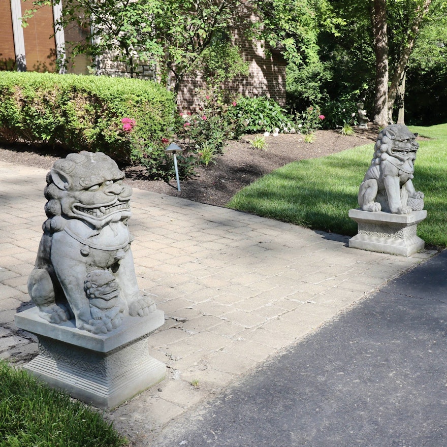 Concrete Shishi "石獅" Guardian Lion Statues