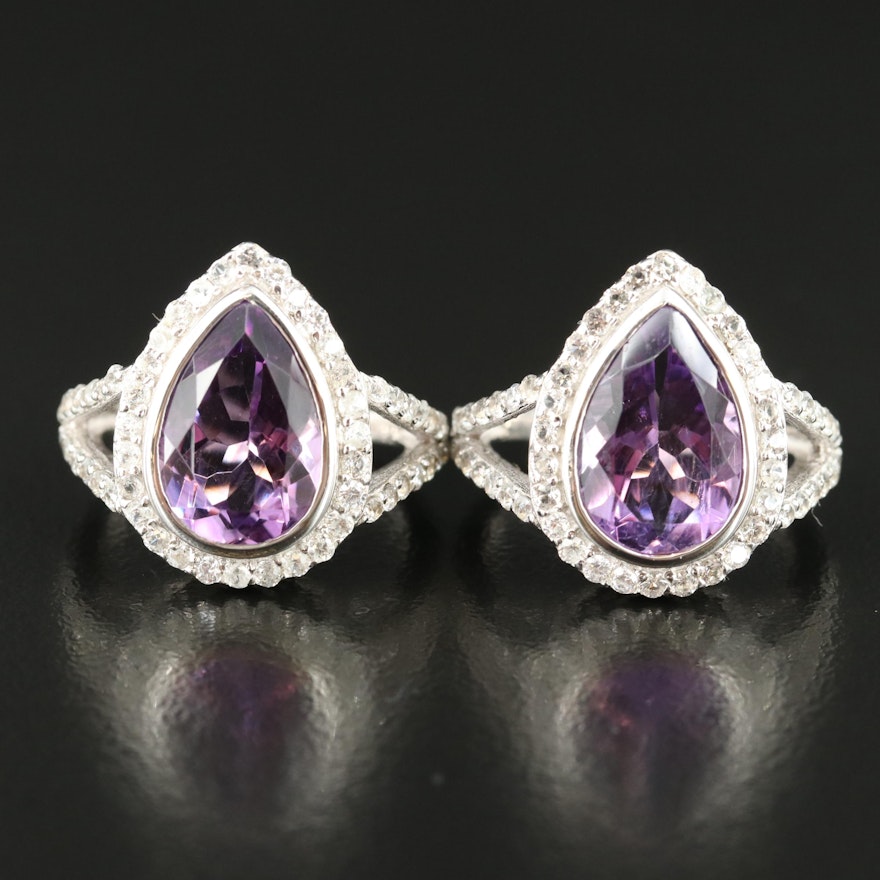 Sterling Rings Including Amethyst, Zircon and Topaz