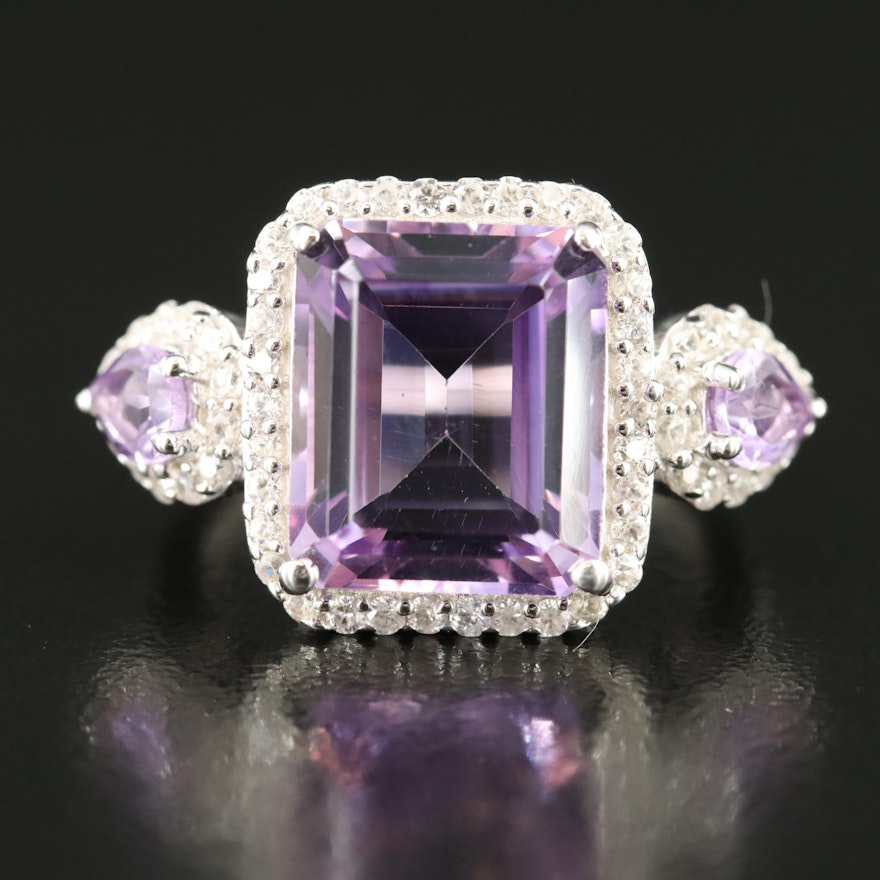 Sterling Amethyst and Zircon Ring