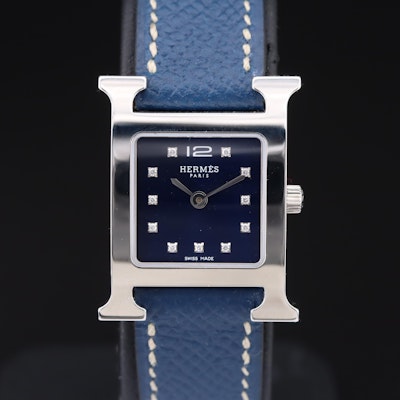 Hermès Paris Diamond Dial Quartz Wristwatch