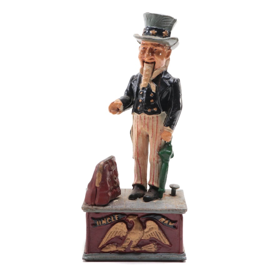 Cold-Painted Cast Iron "Uncle Sam" Mechanical Bank