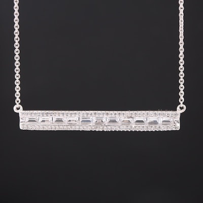 Sterling Sapphire Bar Necklace