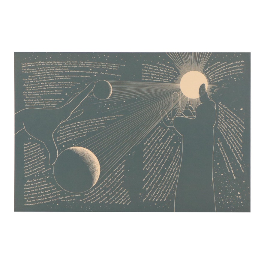 Rockwell Kent Wood Engraving End Page For "World-Famous Paintings," Circa 1939